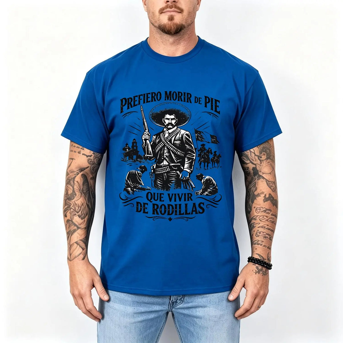Men's 100% Pure Cotton Oversized Short-Sleeve Crew Neck T-Shirt - Historical Icon Emiliano Zapata Print Casual Graphic Top, Mexican Revolution Heat Transfer Menswear, Vintage Letter Gift for Friends - View 13