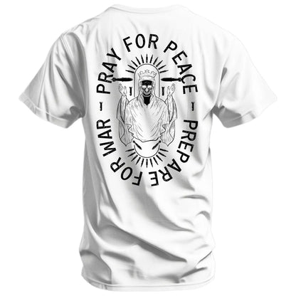 COMBAT IRON Men's Soft Cotton Graphic T-Shirt - Short-Sleeve, Round Neck, Tapered Athletic Menswear Top with "Pray For Peace. Prepare For War." Print, Comfortable Fabric - View 5