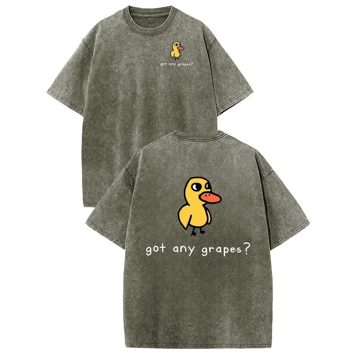Holafish Women's Retro Vintage Short-Sleeve Cotton T-Shirt - Round Neck, Breathable Heavy Washed Eat Grapes Duck Graphic, Unisex Casual Loose-Fit Streetwear TopBack To School - View 17