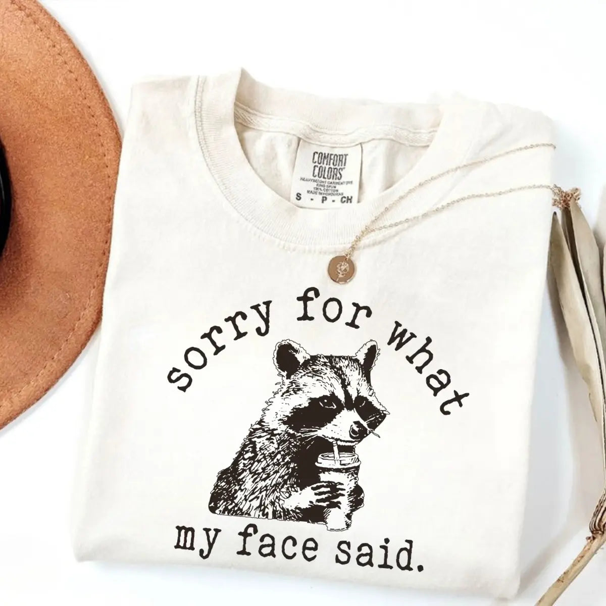 Comfort Colors Sorry For What My Face Said T-Shirt, Sarcastic Raccoon Tee, Funny Animal Graphic T-shirt, Trending Sarcasm Quote Tee, Raccoon Humor T-Shirt - View 6