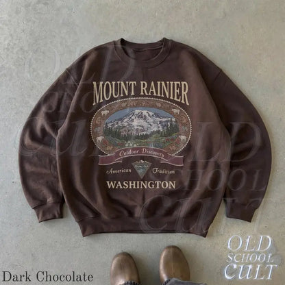 Retro Mount Rainier Washington Sweatshirt, Vintage 90s American Tradition Pacific Northwest Crewneck, Nostalgia Hiking Old School Gift - View 4