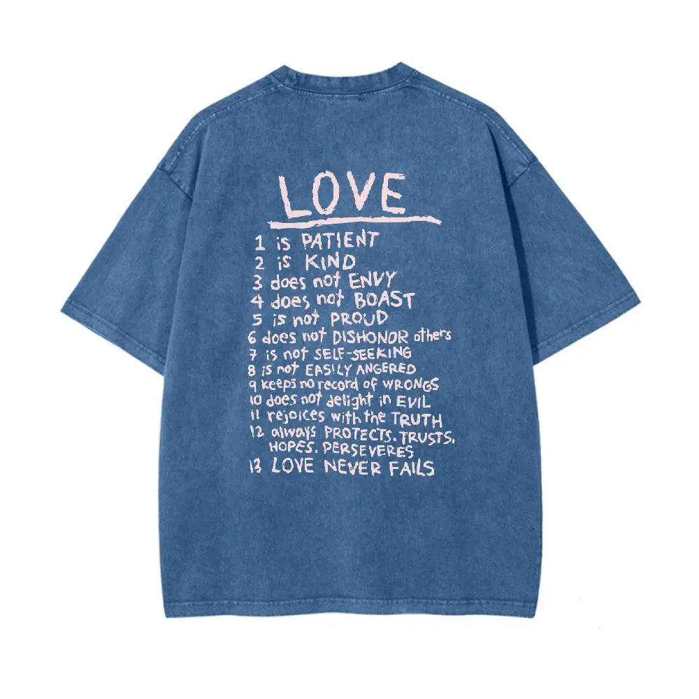 Women's Unisex Fit Round Neck Christian "Love Like Jesus" Hot Stamping Love Message Print Washed Cotton T-Shirt - Casual Fashion Apparel, Lightweight Breathable Short Sleeve Daily Wear Top - View 10