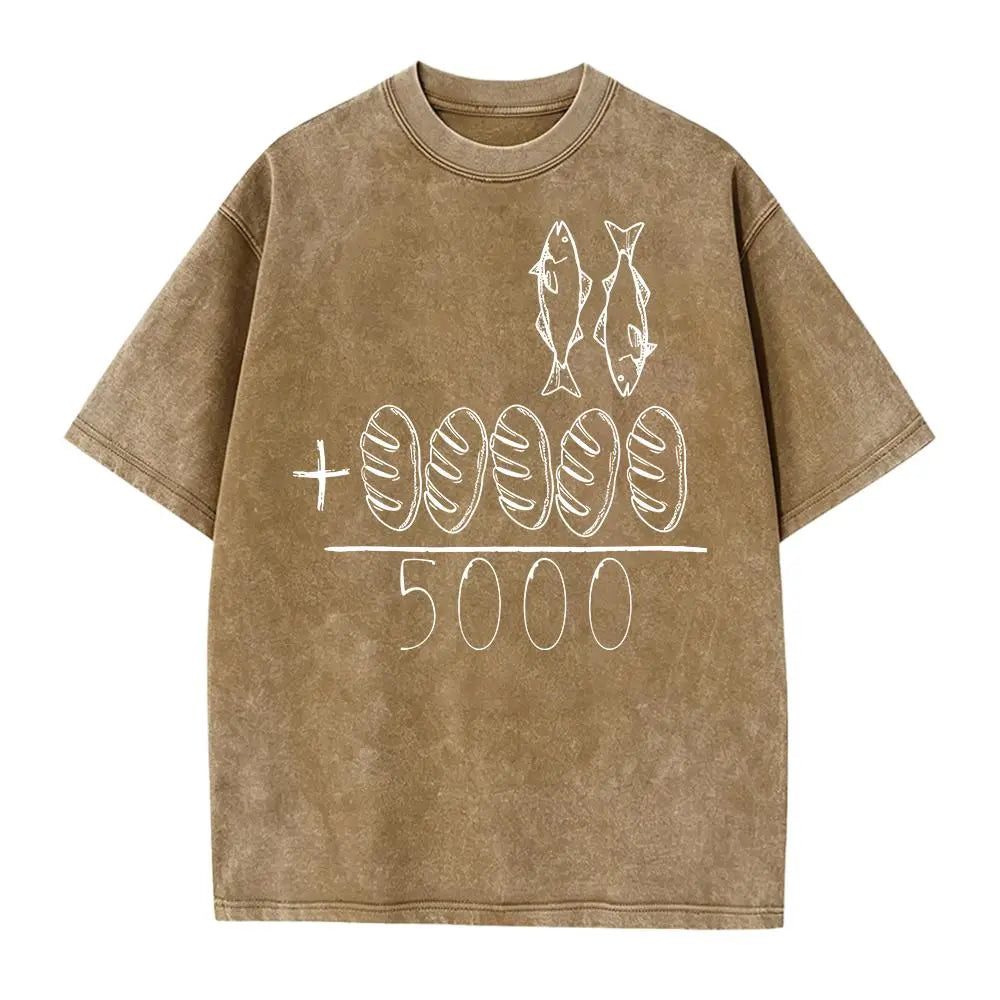 2 Fishes 5 Breads Jesus Feeds The 5000 Christian Bible Verses T-Shirt Knit Classic - View 10