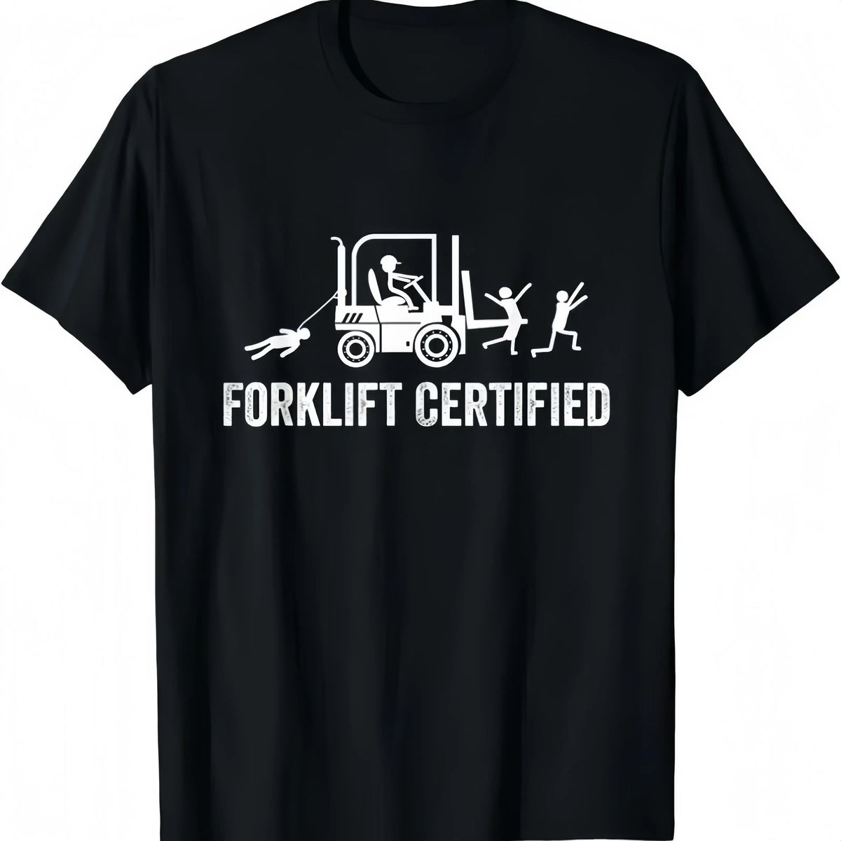 Men's Fitted Casual Round Neck Short-Sleeve Cotton T-Shirt - Funny Chicken Forklift Certified Operator Graphic, Lightweight Summer Outdoor Top, Mens Gift for Him to Pair with Jeans, Mens Gifts, Gifts For Him - View 1