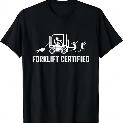 Men's Fitted Casual Round Neck Short-Sleeve Cotton T-Shirt - Funny Chicken Forklift Certified Operator Graphic, Lightweight Summer Outdoor Top, Mens Gift for Him to Pair with Jeans, Mens Gifts, Gifts For Him - View 1