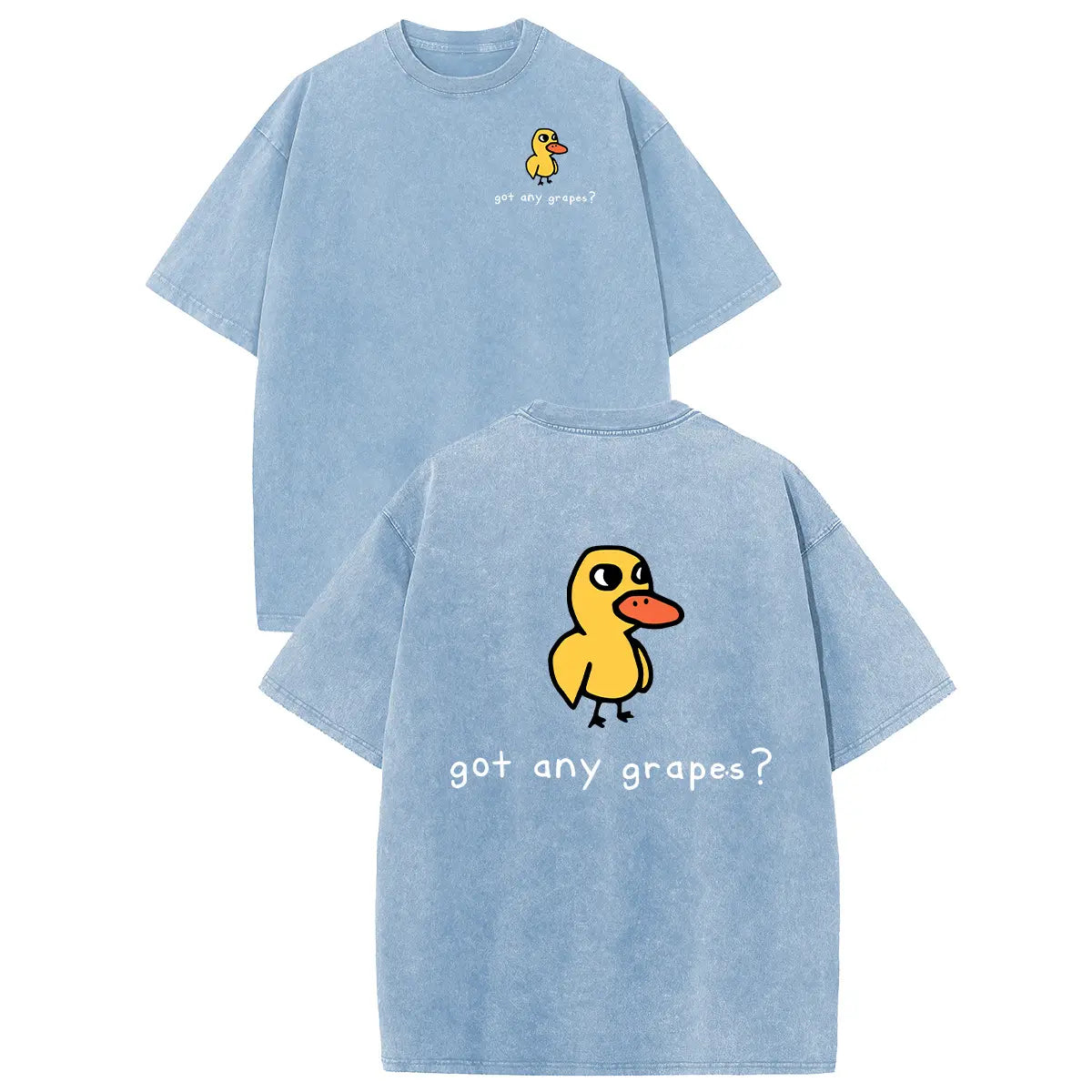 Holafish Women's Retro Vintage Short-Sleeve Cotton T-Shirt - Round Neck, Breathable Heavy Washed Eat Grapes Duck Graphic, Unisex Casual Loose-Fit Streetwear TopBack To School - View 19