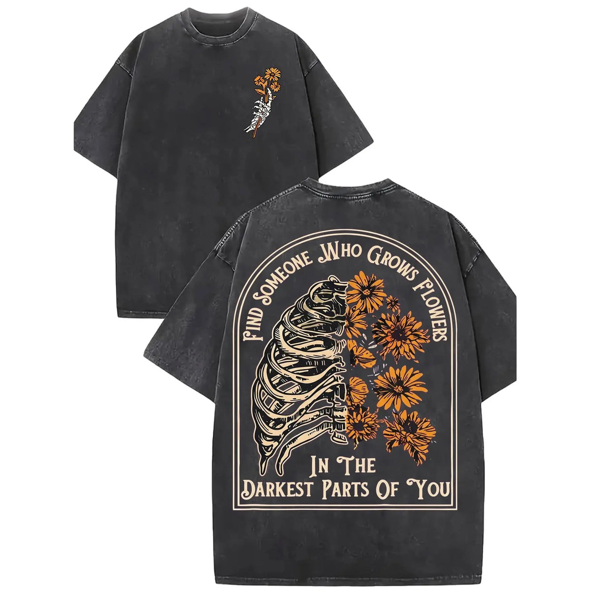 Men's Shortleeve Sunflower Graphic T-Shirt - 230g 100% Soft Washed Cotton, Round Neck, Digital Print, Vivid Color Hold, Casual All-Season Men's Clothing, Graphic Tops - View 1