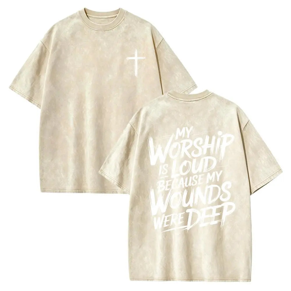 My Worship Is Loud Because My Wounds Were Deep Unisex Washed Christian Shirt, Christian Scripture T-Shirt, Vintage Retro Washed Shirt Double Sided Printed - View 20