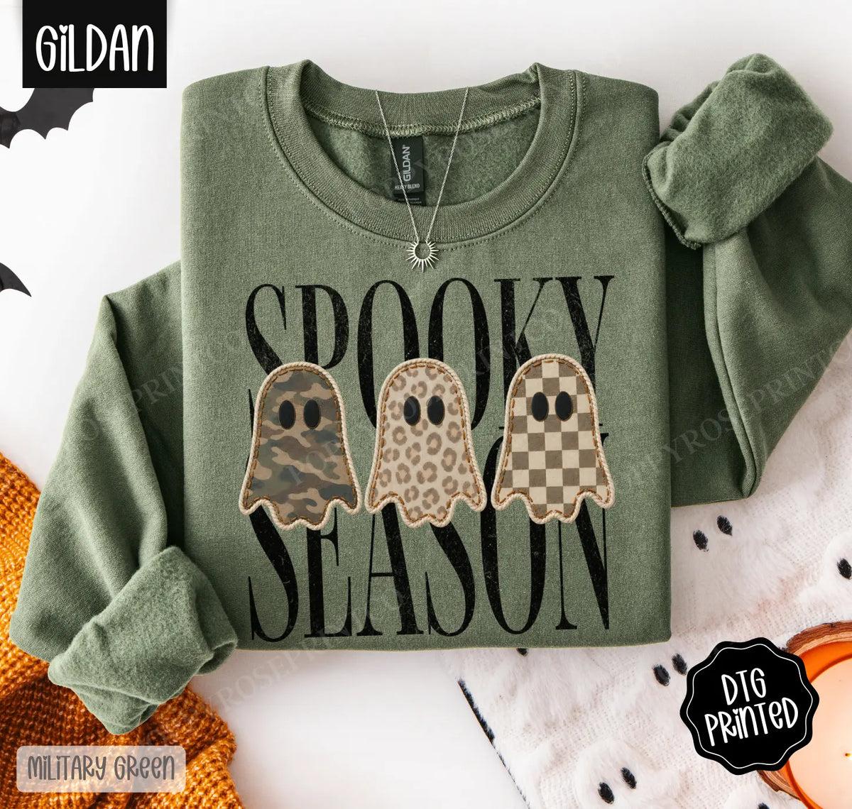 Spooky Season Gildan Sweatshirt, Trendy Women's Halloween Crewneck - View 4