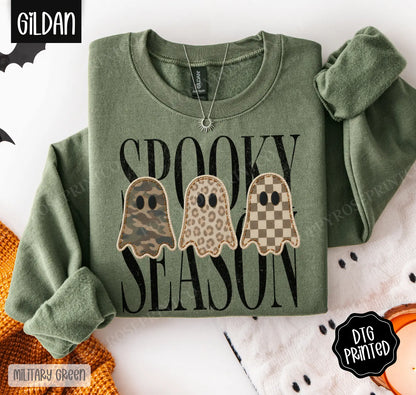 Spooky Season Gildan Sweatshirt, Trendy Women's Halloween Crewneck - View 4