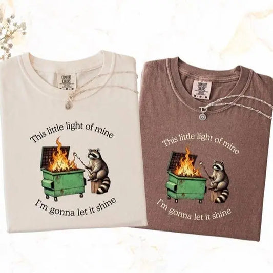Comfort Colors Funny Parody Shirt: Dumpster Fire Raccoon TShirt, Mental Health Tee - View 1