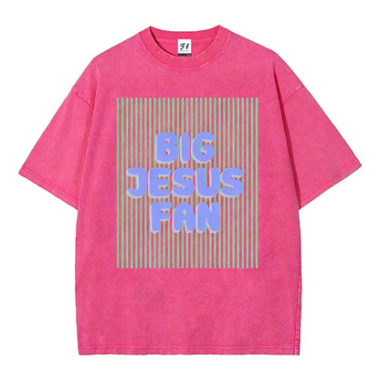 Unisex Big Jesus Fan Unisex Washed T-Shirt Plus Size Shirt Cotton Streetwear Breathable Fabric - View 9