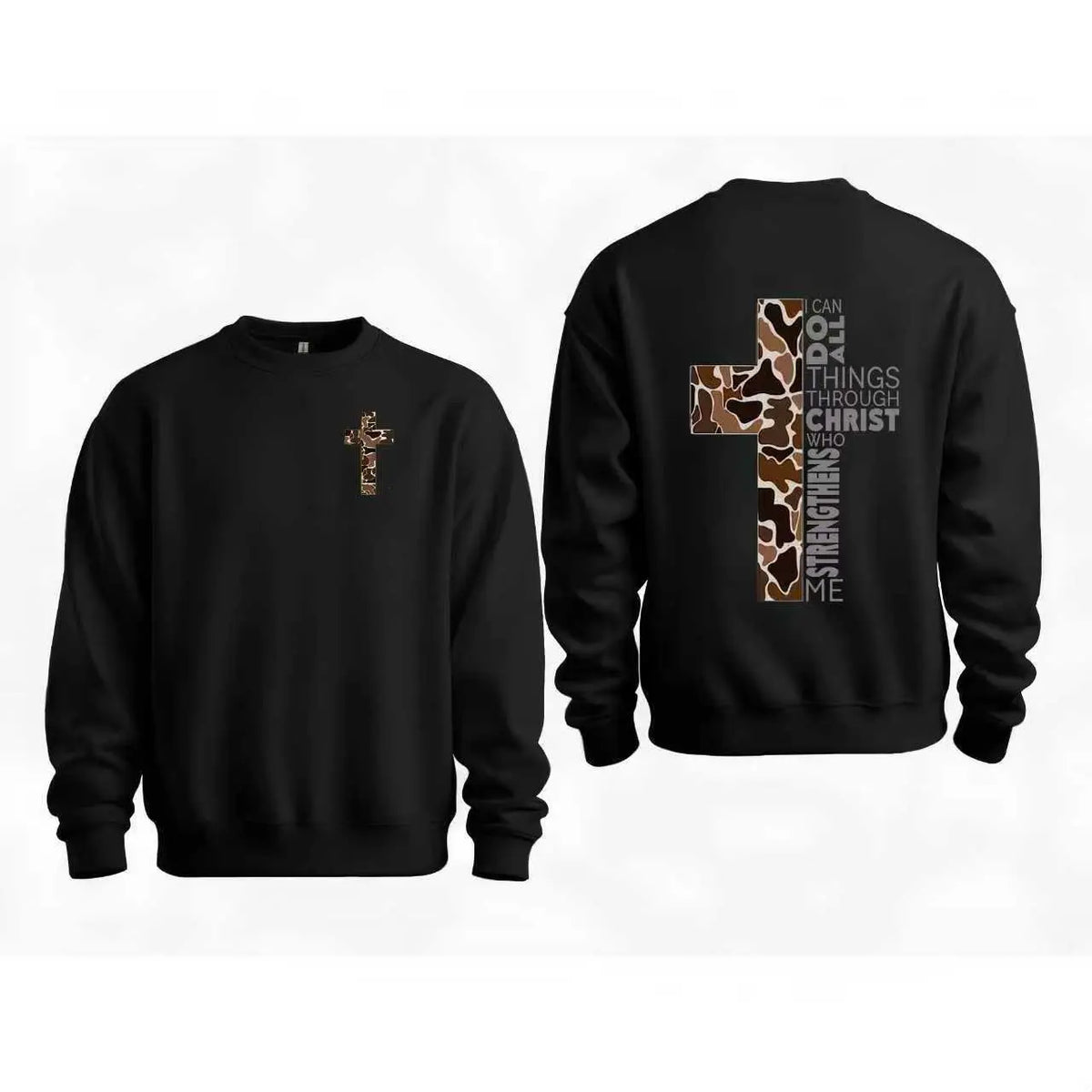 Christian T-Shirt, Camo Cross Design With Philippians 4:13 Verse, Perfect For Faithful Believers And Outdoorsmen - View 5