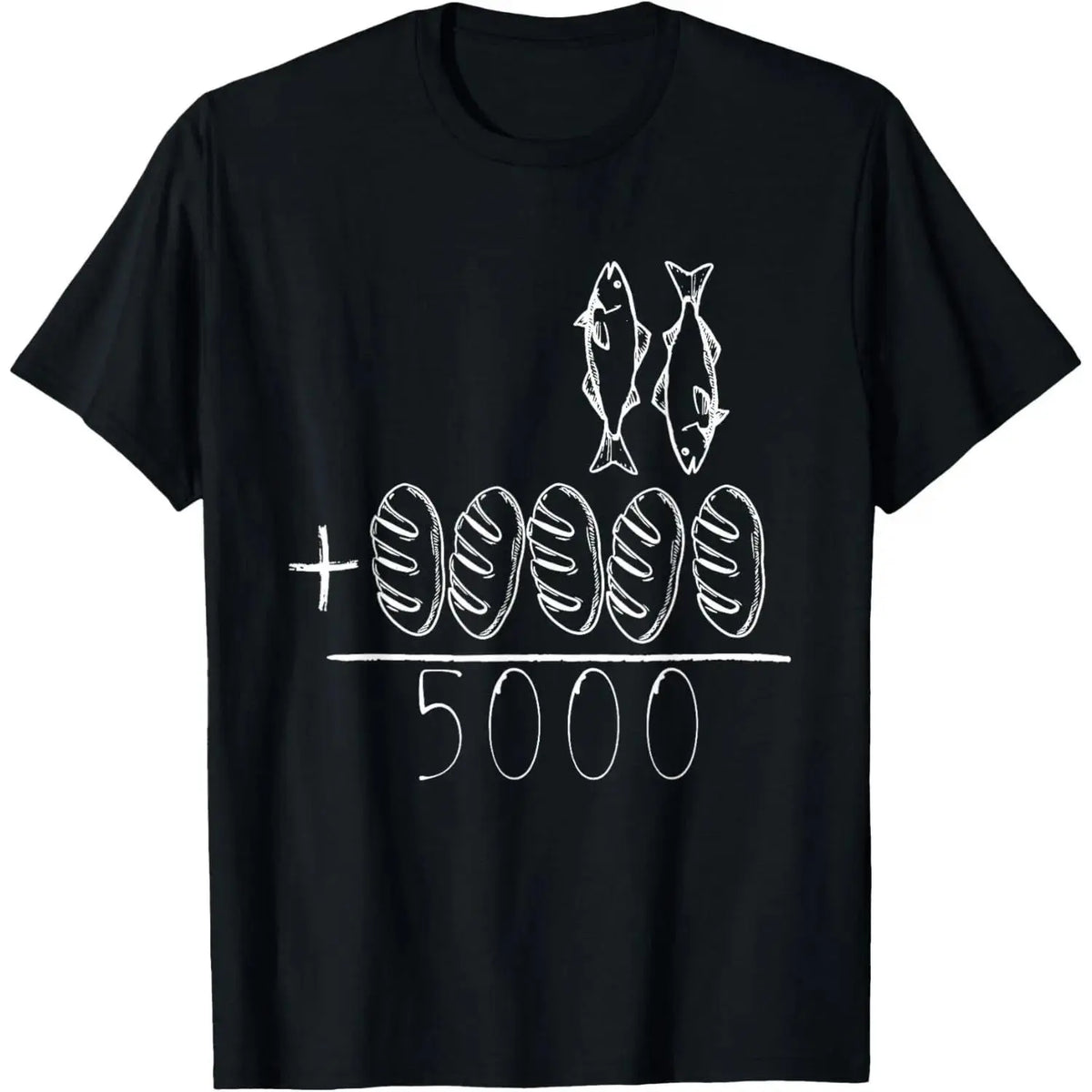 2 Fishes 5 Breads Jesus Feeds The 5000 Christian Bible Verses T-Shirt Knit Classic - View 1