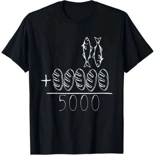 2 Fishes 5 Breads Jesus Feeds The 5000 Christian Bible Verses T-Shirt Knit Classic - View 1