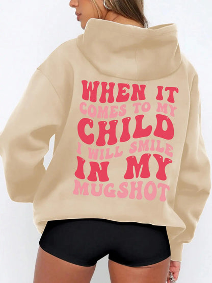 Women's Cartoon Skeleton Hand & Letter Print Drop Shoulder Thermal Lined Fitted Hoodie, Fashion Casual Zipper Hooded Sweatshirt for Daily Holiday Outdoor Wear, Ladies Clothes for Fall & Winter - View 2