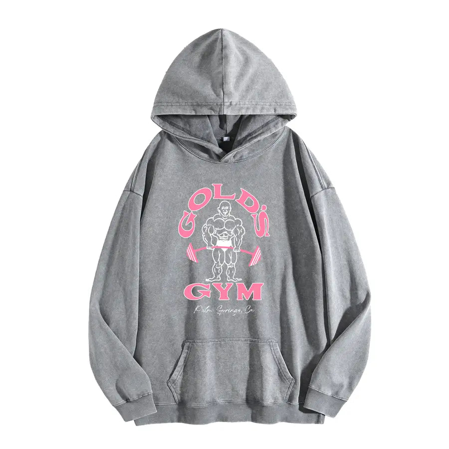 Holafish GYM Print Acid Wash Hoodie 2 Patterns To Choose Minimalist Hoodie Essential For Fitness Enthusiasts Vintage 2026 Unisex Sweatshirt Oversized Loose Fit Winter Warm Streetwear Casual Tunic graphic - View 11
