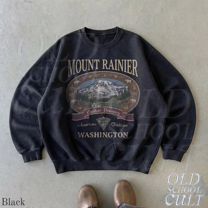 Retro Mount Rainier Washington Sweatshirt, Vintage 90s American Tradition Pacific Northwest Crewneck, Nostalgia Hiking Old School Gift - View 3