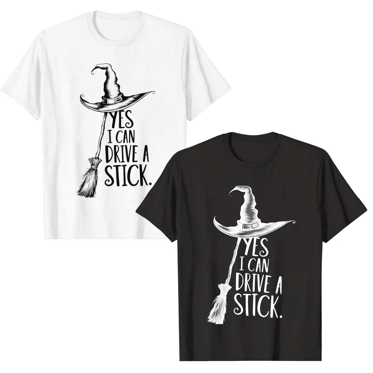 Women's Yes I Can Drive a Stick Witch Graphic T-Shirt, Casual Oversized 100% Cotton Short Sleeve Top for Spring Summer - View 7