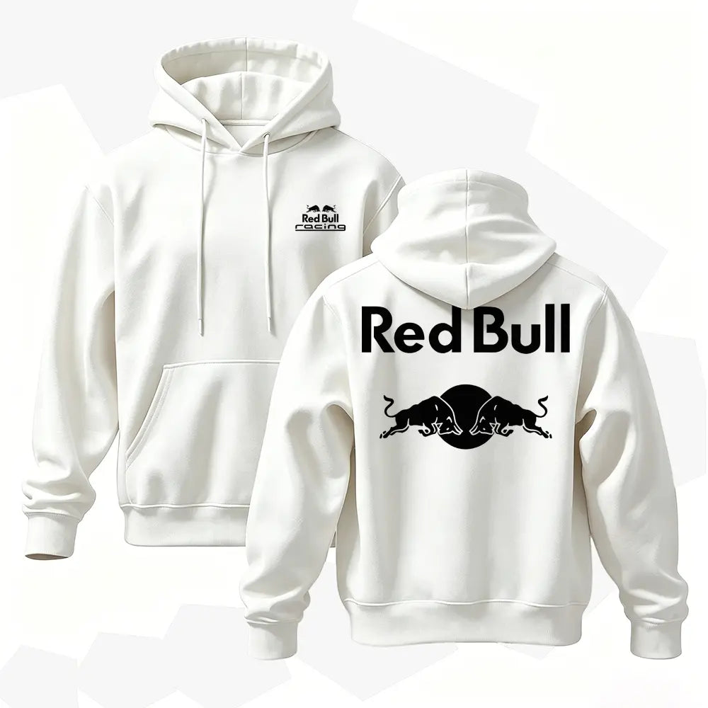 Racing Graphic Hoodie, Men's Cotton Pullover Sweatshirt, Vintage Streetwear Hoodie, Bold Back Print Casual Long Sleeve Top - View 1