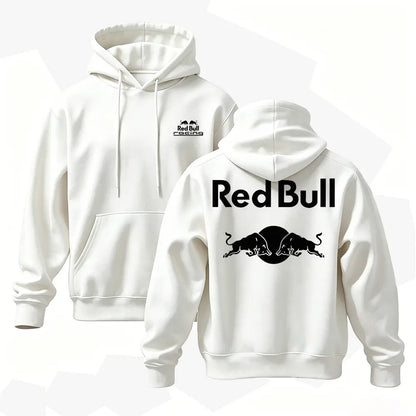 Racing Graphic Hoodie, Men's Cotton Pullover Sweatshirt, Vintage Streetwear Hoodie, Bold Back Print Casual Long Sleeve Top - View 1