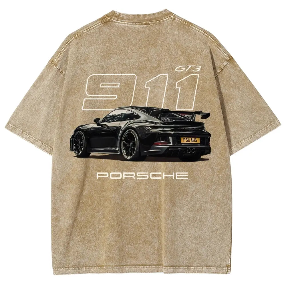 Men's 911 GT3 Racing Good Graphic Tees - Super Soft Washed Cotton Fashion Streetwear Round Neck Casual Top, Boyfriend Birthday Gift, Cool Guys Gifts, Gifts For Boyfriend, Cool Gifts For Guys - View 5