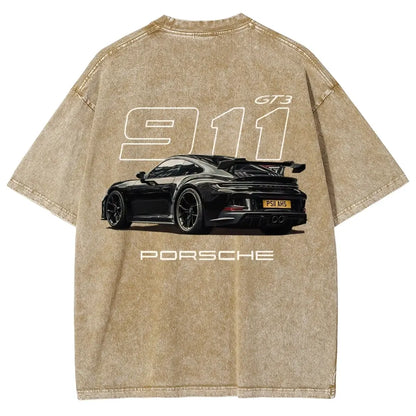Men's 911 GT3 Racing Good Graphic Tees - Super Soft Washed Cotton Fashion Streetwear Round Neck Casual Top, Boyfriend Birthday Gift, Cool Guys Gifts, Gifts For Boyfriend, Cool Gifts For Guys - View 5