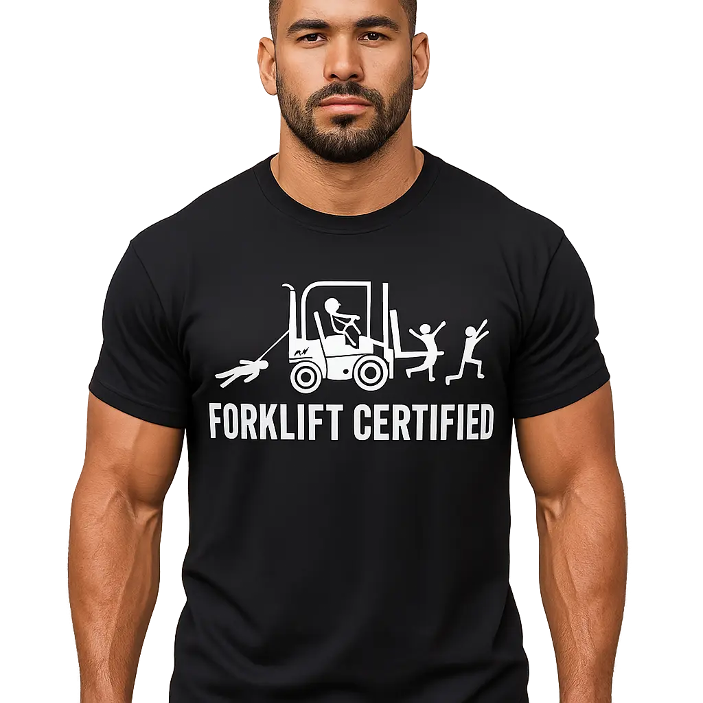 Men's Fitted Casual Round Neck Short-Sleeve Cotton T-Shirt - Funny Chicken Forklift Certified Operator Graphic, Lightweight Summer Outdoor Top, Mens Gift for Him to Pair with Jeans, Mens Gifts, Gifts For Him - View 4