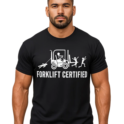 Men's Fitted Casual Round Neck Short-Sleeve Cotton T-Shirt - Funny Chicken Forklift Certified Operator Graphic, Lightweight Summer Outdoor Top, Mens Gift for Him to Pair with Jeans, Mens Gifts, Gifts For Him - View 4