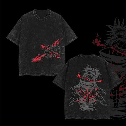 Men's Jujutsu Kaisen Choso Round Neck T-Shirt - Oversized Vintage Distressed 2-Sided Washed Anime Merch, Halloween Streetwear Clothing, Casual Men's Clothing Graphic Top, Tshirt, Graphic Tee - View 6
