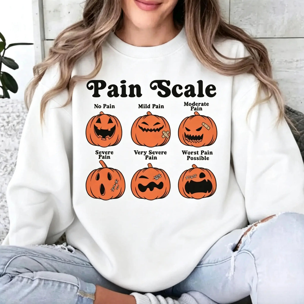 Halloween Nurse Sweatshirt, Pain Scale Fall Pumpkin Nurse T-Shirt, RN Shirt, Pediatric Nurse Gifts, Registered Nurse Hoodie, Nursing Tee - View 2