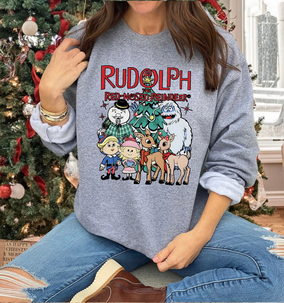 Rudolph The Red Nosed Reindeer Christmas Sweatshirt, Rudolph Xmas Sweatshirt, Rudolph Christmas Shirt, Vintage Christmas Movie Shirt - View 3