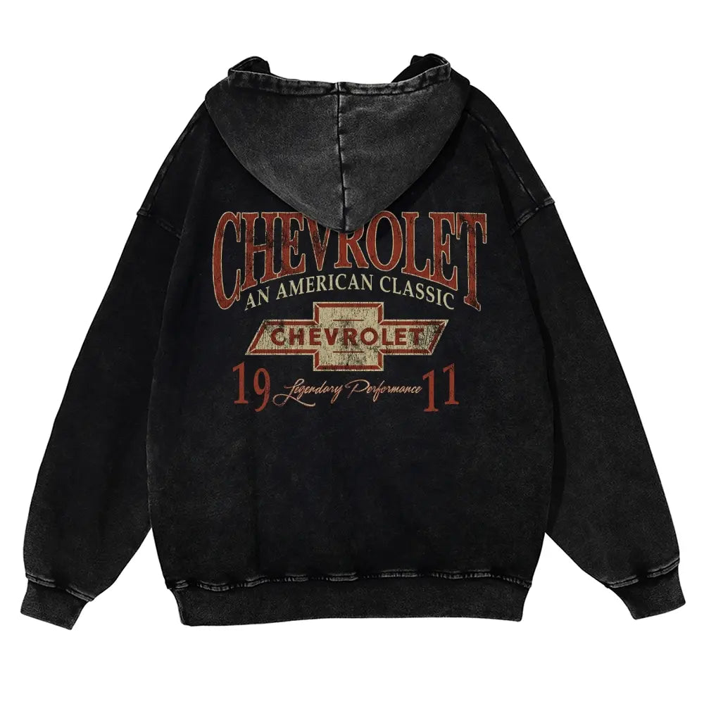 Men's 380g Vintage American Classic Hoodie - Badge Number Slogan Back Print, Loose Fit Tops, Premium Fabric Sweatshirt for Autumn, Jeans, Spring, Cotton, Long Sleeve - View 3