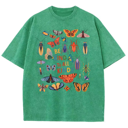 Men's Unisex Vintage 90s "Be Kind To All Kinds Insect Bugs" Graphic Top, Casual Fabric T-Shirt, Oversized Streetwear Vacation Outfit - View 8