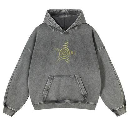 Men's Vintage Washed Oversized Long Sleeve Hoodie - Thick Cotton Blend Psychedelic Beetle Graphic Pullover, Plus Size Vintage Casual Streetwear Clothing for Jeans Pairing - View 10