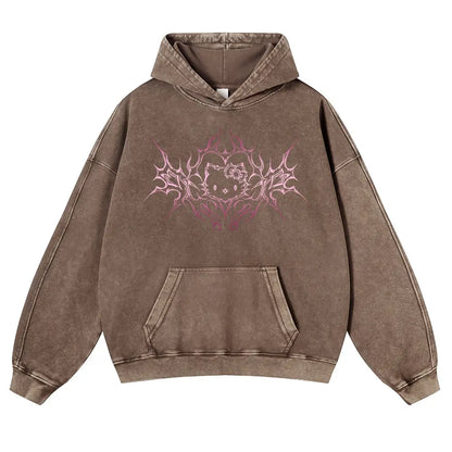 Y2K Dark Aesthetic Cat Pullover Hoodie Kitten 380g Autumn VIntage Washed Hoodie Graphic Sweatshirt,back to school,back to school shopping,clothes for back to school,first day of school outfits - View 6