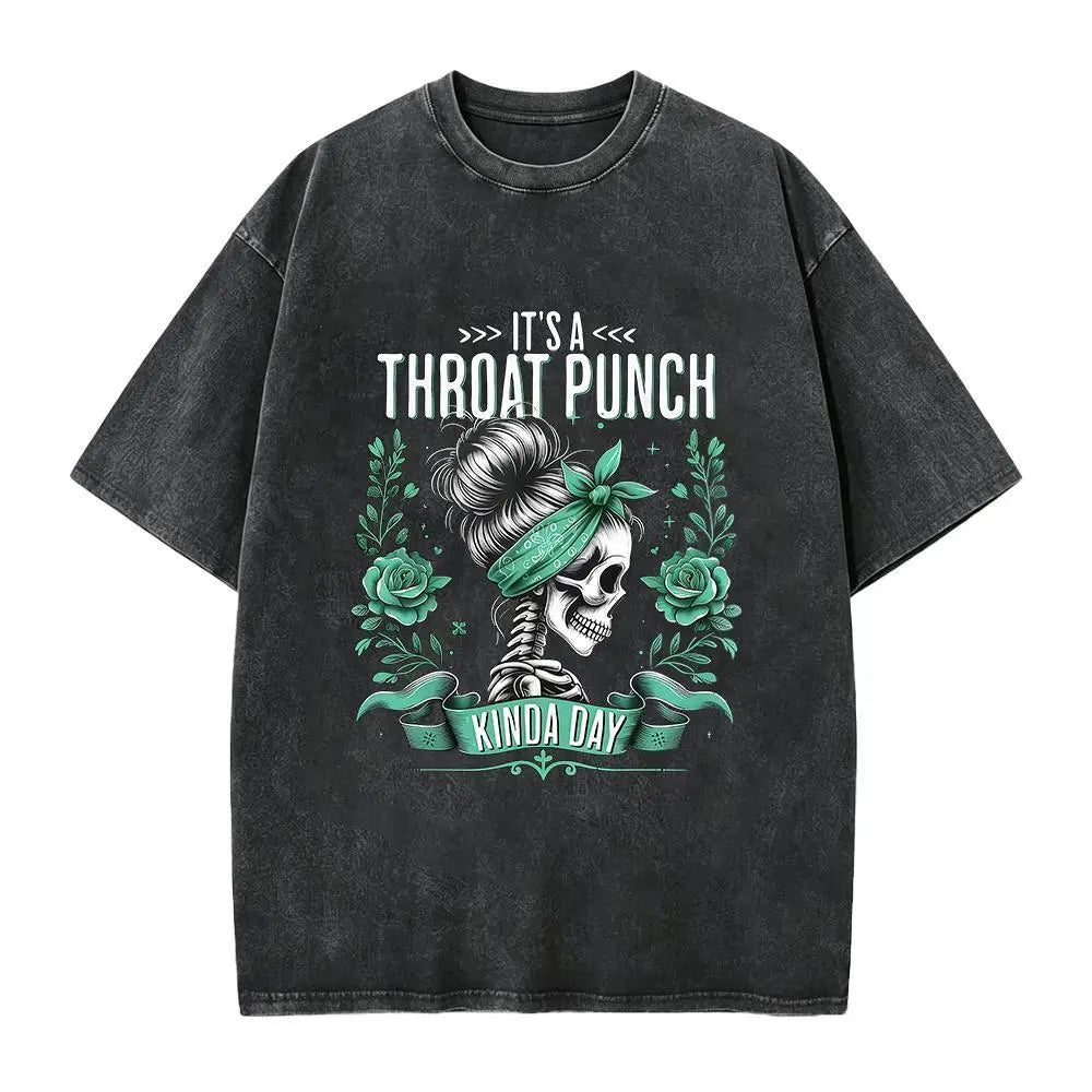 It's a Throat Punch Kinda Day Funny Skeleton Sarcastic Shirt - View 8