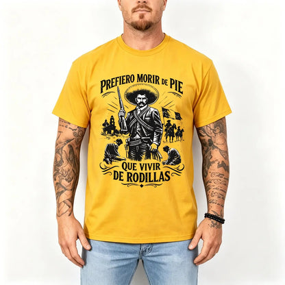Men's 100% Pure Cotton Oversized Short-Sleeve Crew Neck T-Shirt - Historical Icon Emiliano Zapata Print Casual Graphic Top, Mexican Revolution Heat Transfer Menswear, Vintage Letter Gift for Friends - View 15