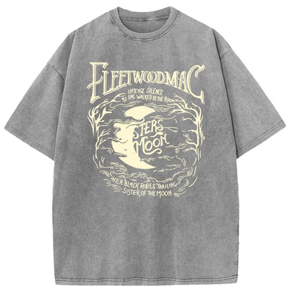 [S-5XL!]Holafish Acid Wash Vintage Moon Pattern T-Shirt Update DTG Pure Cotton Streetwear Graphic Vintage Tees Menswear Womenswear Crewneck Tshirt Summerwear - View 12