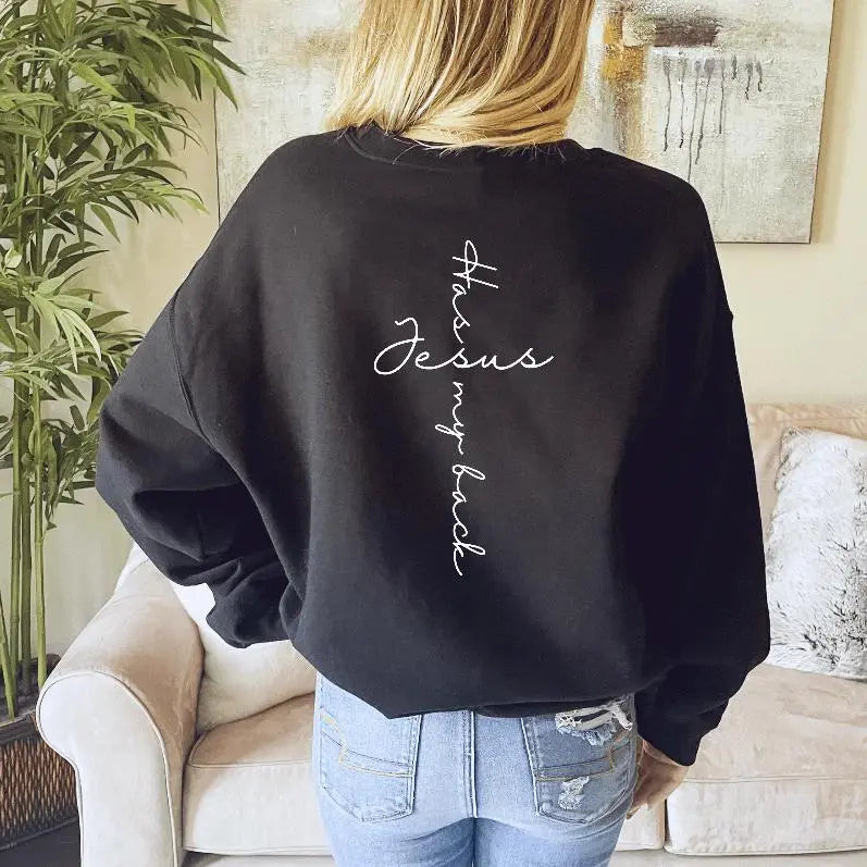 Jesus Has My Back Sweatshirt Lightweight Breathable Fabric