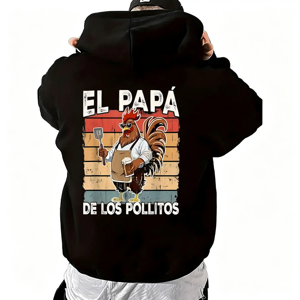 Cotton El Papa de lo pollitos funny Spanish Dia del Padre T-Shirt - View 5