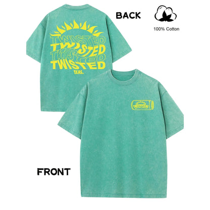 Vintage-Inspired Twisted Tea Cotton Short-Sleeve Tshirt - ,Double-Sided Print, Drop Shoulder Sleeves, 230g Thick High-Quality Fabric, Round Neck, Casual Streetwear Top - View 6