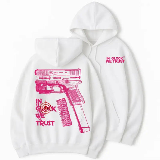 Women's Unisex Fit Ease Graphic Hoodie - Pink Firearms Design, Full Color, Streetwear Clothing, Cool Women Gifts, Gifts for Adults - View 2