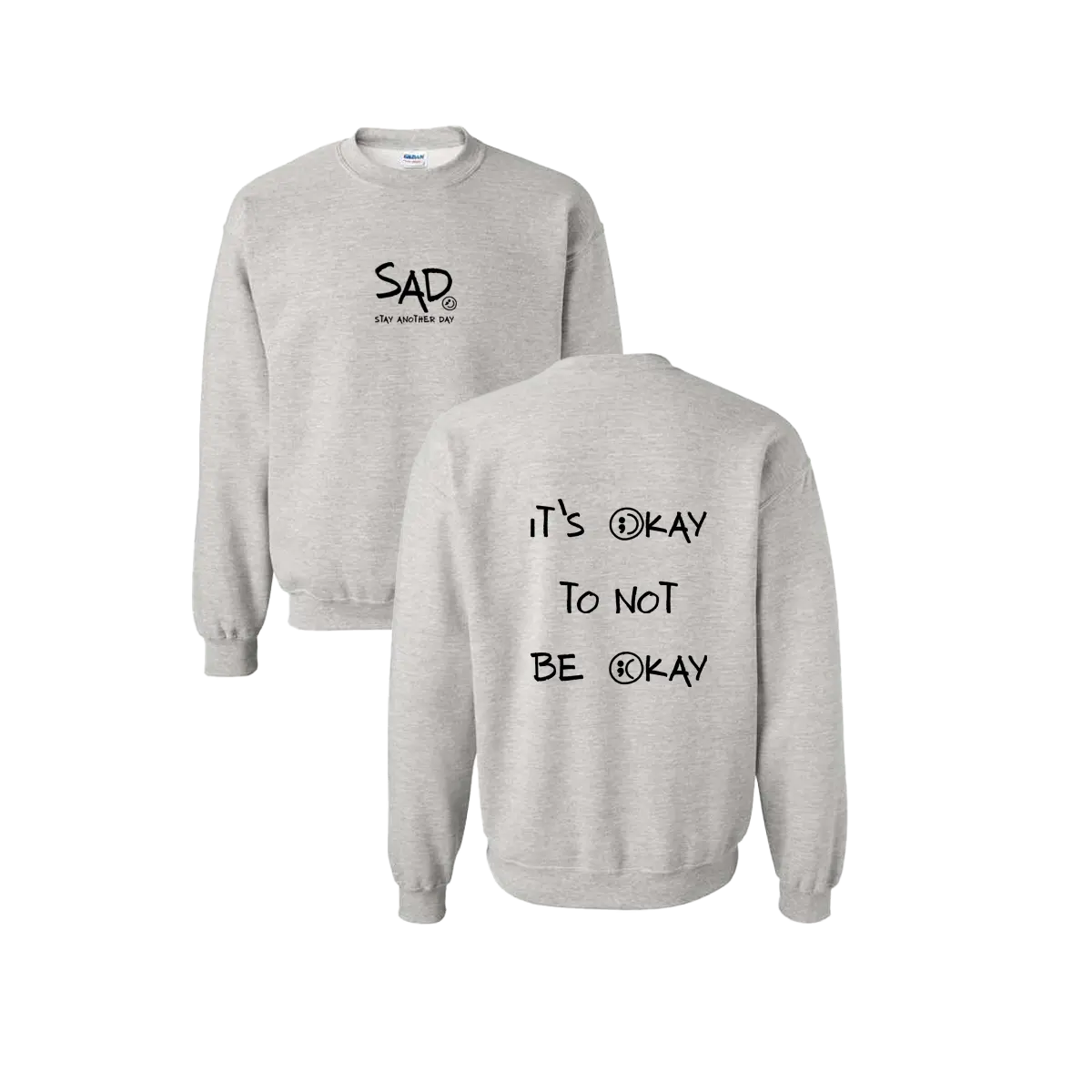 Stay Another Day Men's Stylish Text Print Sweatshirt - Soft Fabric Casual Pull-On Top, Crew Neck/Round Neck or Hoodie, SAD Mental Health Awareness Menswear, True Fit Long Sleeve Tops (S Size Available) - View 1