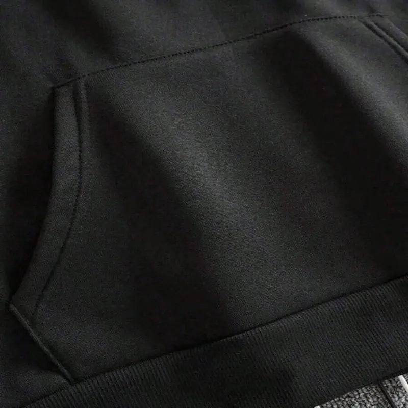 Men’s Stylish Black Hooded Sweatshirt (1 Piece) - Menswear Top, Goat-Inspired Letter Print, Plain Basics, Drop Shoulder Relaxed Fit, Drawstring Hood, Front Kangaroo Pocket, Soft Fabric, American Trend Long-Sleeve Pullover, Joggers Compatible - View 8