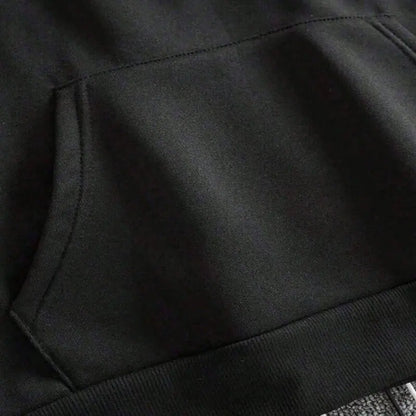 Men’s Stylish Black Hooded Sweatshirt (1 Piece) - Menswear Top, Goat-Inspired Letter Print, Plain Basics, Drop Shoulder Relaxed Fit, Drawstring Hood, Front Kangaroo Pocket, Soft Fabric, American Trend Long-Sleeve Pullover, Joggers Compatible - View 8