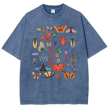 Men's Unisex Vintage 90s "Be Kind To All Kinds Insect Bugs" Graphic Top, Casual Fabric T-Shirt, Oversized Streetwear Vacation Outfit - View 12