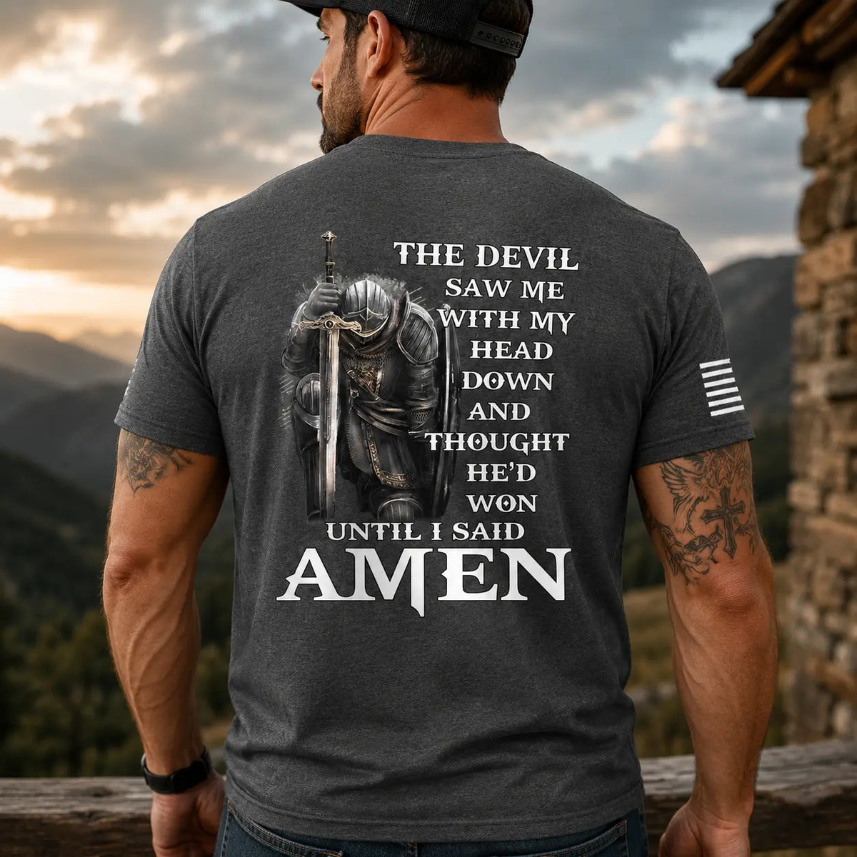 TRENZ SHIRT COMPANY Men's Devil Thought He'd Won Christian Graphic T-Shirt - Casual Short-Sleeve Cotton Crew Neck Tops, Christian Art, Scripture Print, Faith-Based Fashion Streetwear - View 7