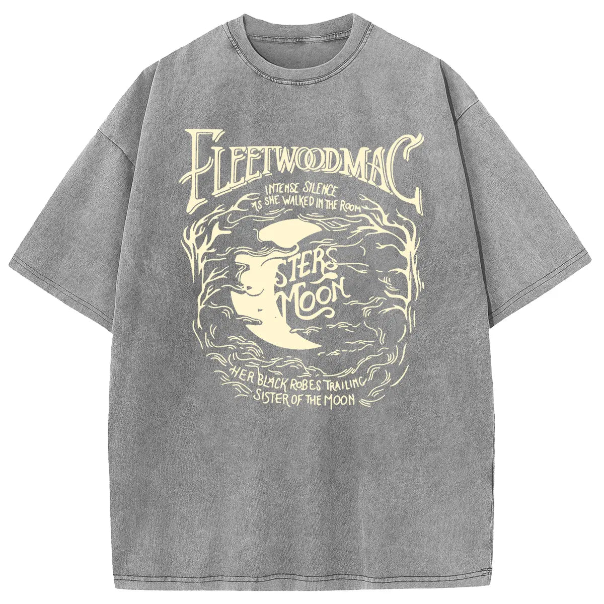 [S-5XL!]Holafish Acid Wash Vintage Moon Pattern T-Shirt Update DTG Pure Cotton Streetwear Graphic Vintage Tees Menswear Womenswear Crewneck Tshirt Summerwear - View 7