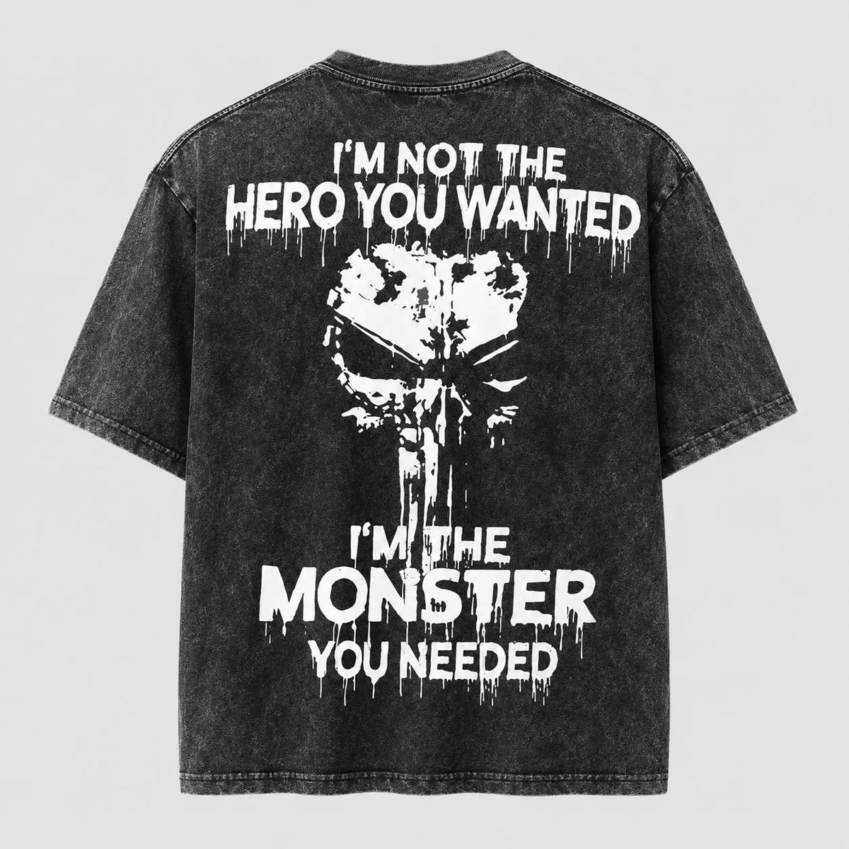 I'm Not The Hero You Wanted I'm The Monster You Needed Skull Print Men's T-Shirt,Regular,Grunge - View 11